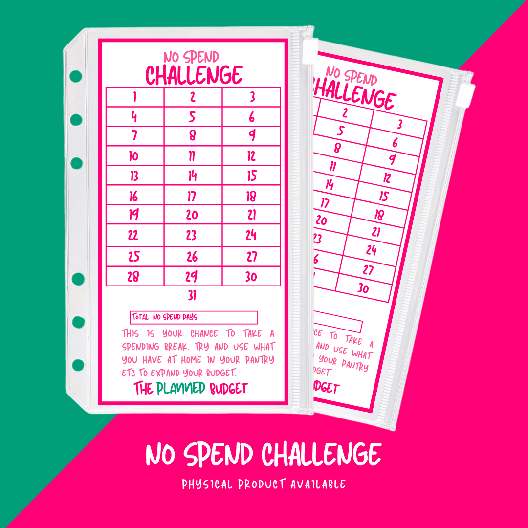 No Spend Challenge (Pink) - Premium challenge from The Planned Budget - Just £3.75! Shop now at The Planned Budget