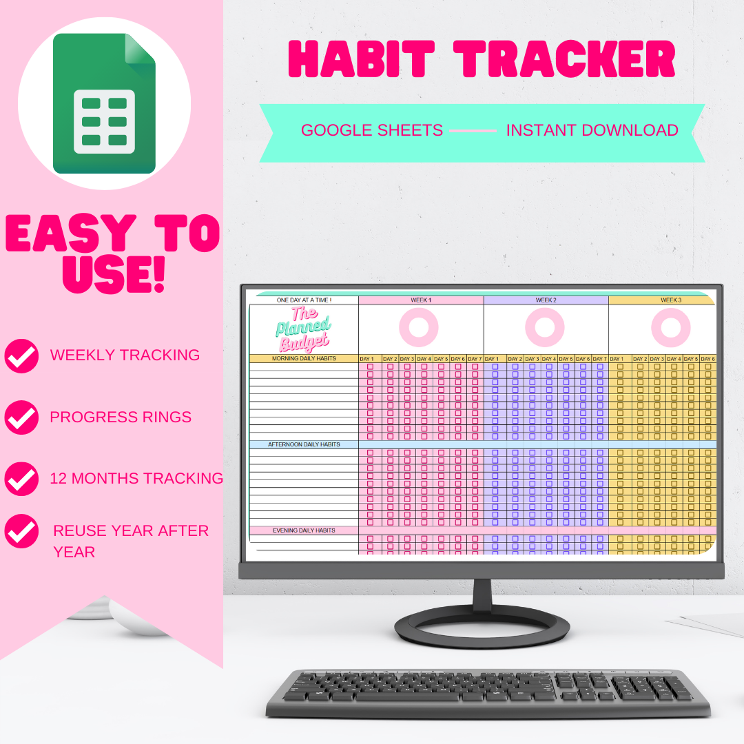 Habit Tracker - Digital - Premium tracker from The Planned Budget - Just £4.75! Shop now at The Planned Budget